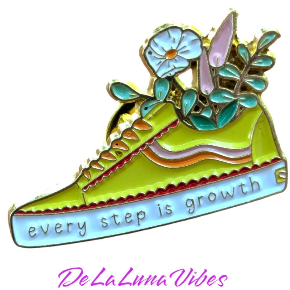 3/$12or one for $5 👟 "Every Step is Growth" 👟 Enamel Pin -- New